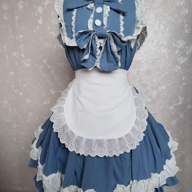Home Cooking Work - Apron pendek bergaya Lolita untuk wanita,