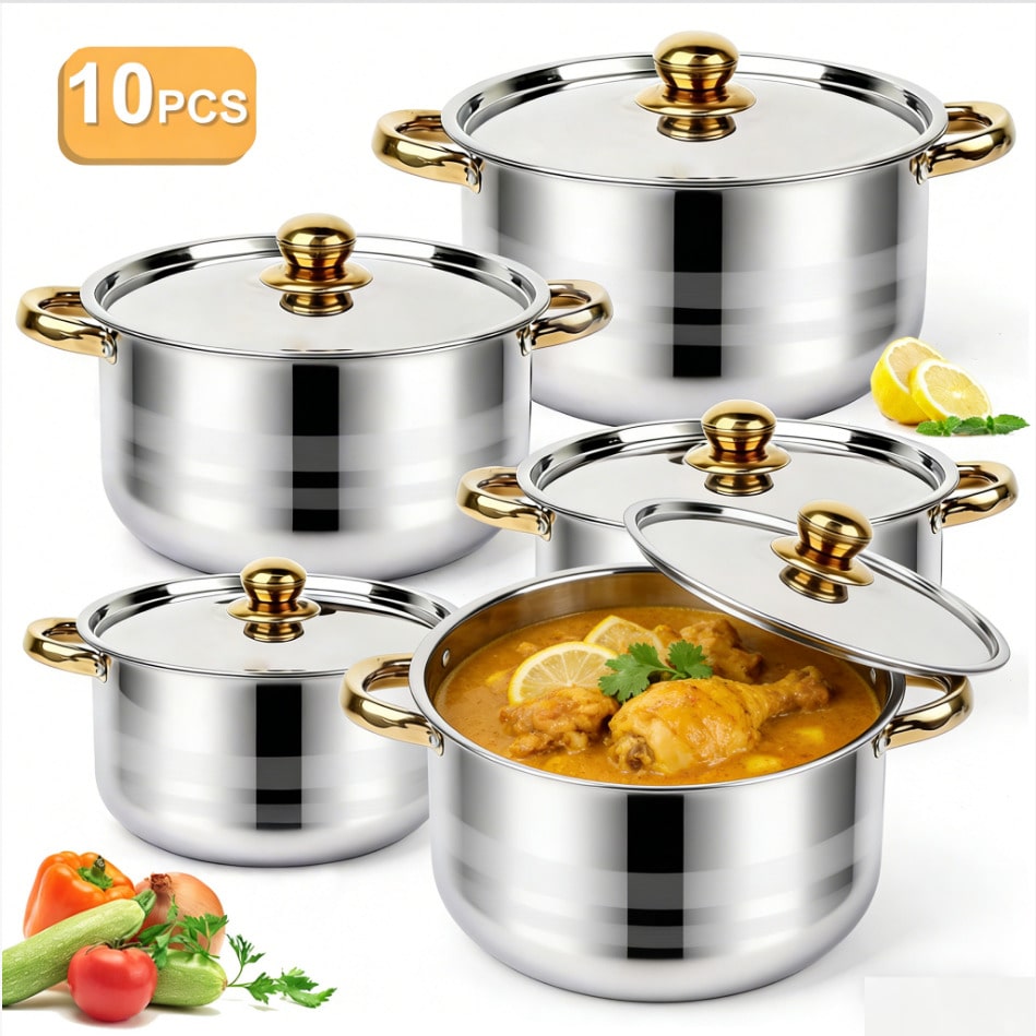 Home Cooking Utensils - Set Panci Stainless Steel Modern Mewah,